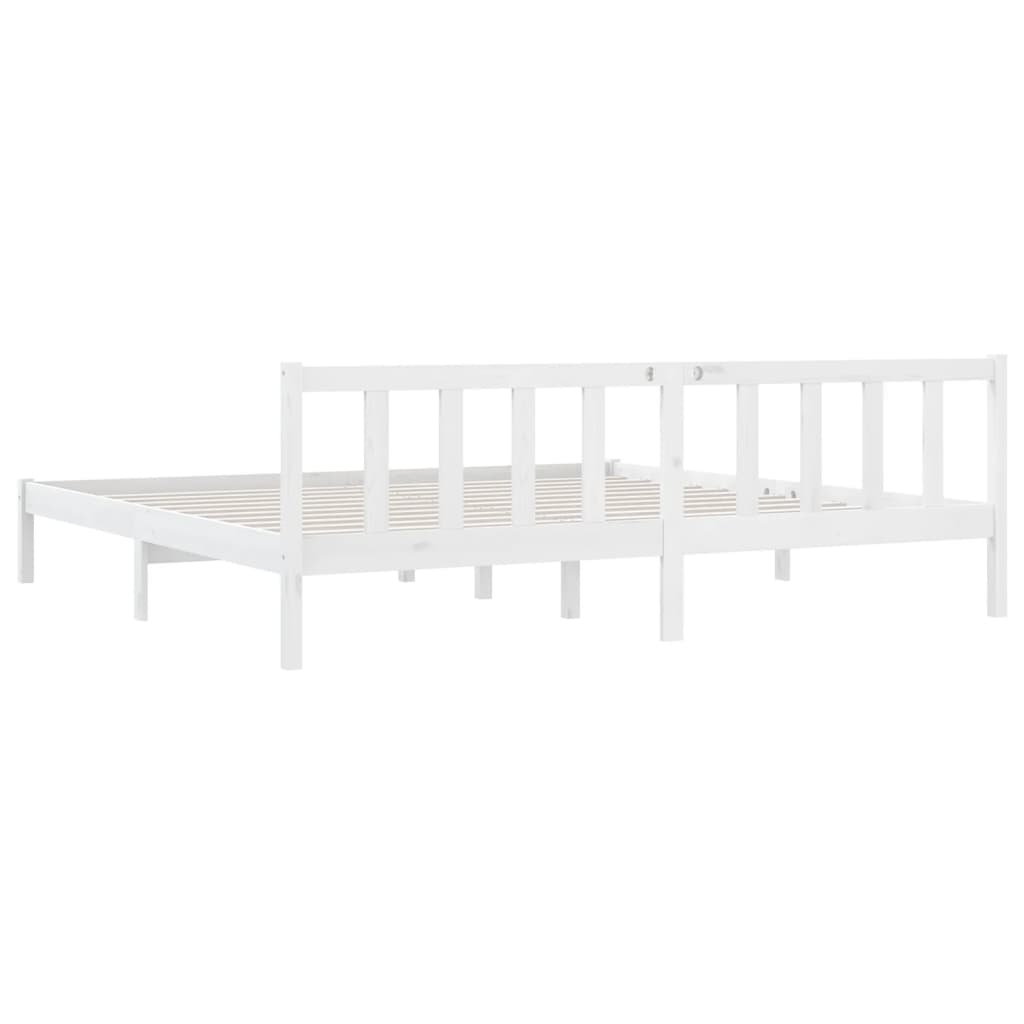 810103 vidaXL Bed Frame without Mattress White Solid Wood 200x200 cm