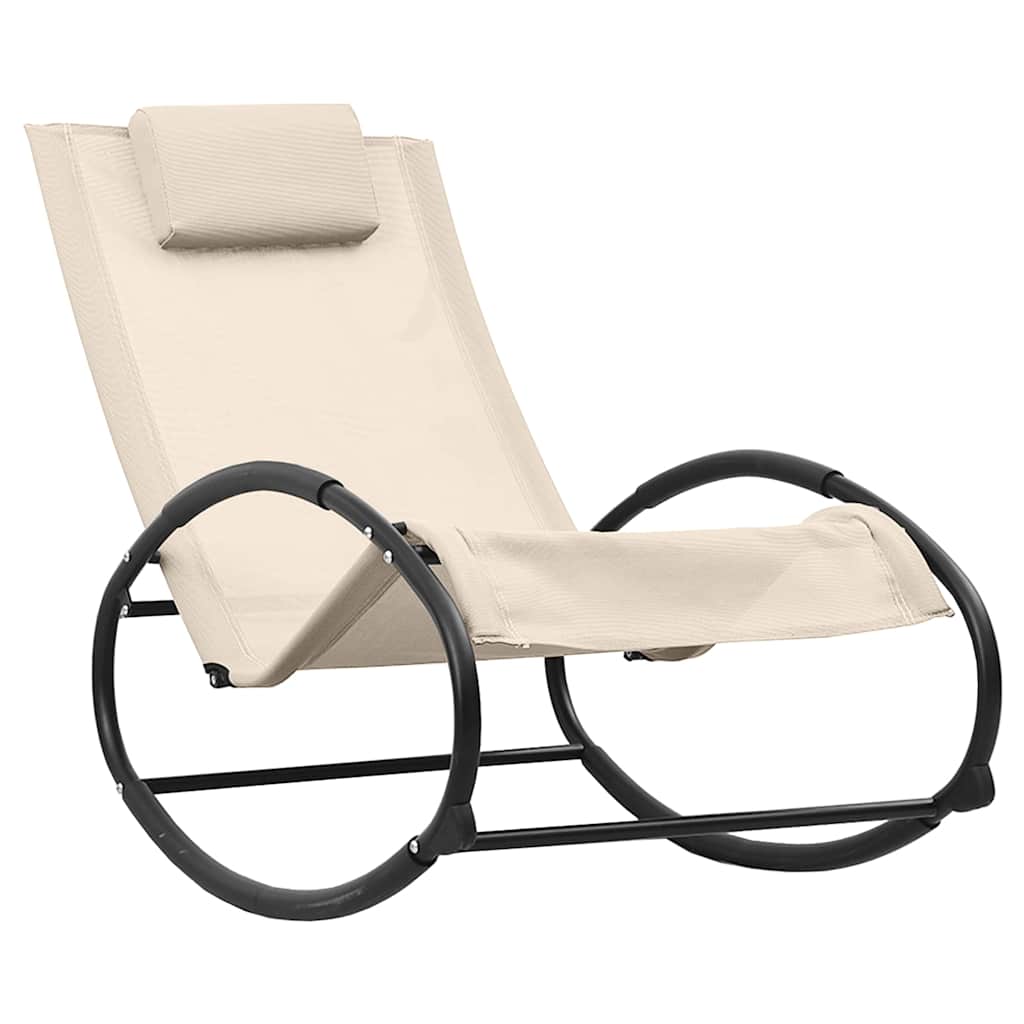 Sun Lounger with Pillow Steel and Textilene Cream