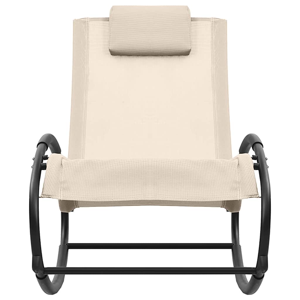 Sun Lounger with Pillow Steel and Textilene Cream