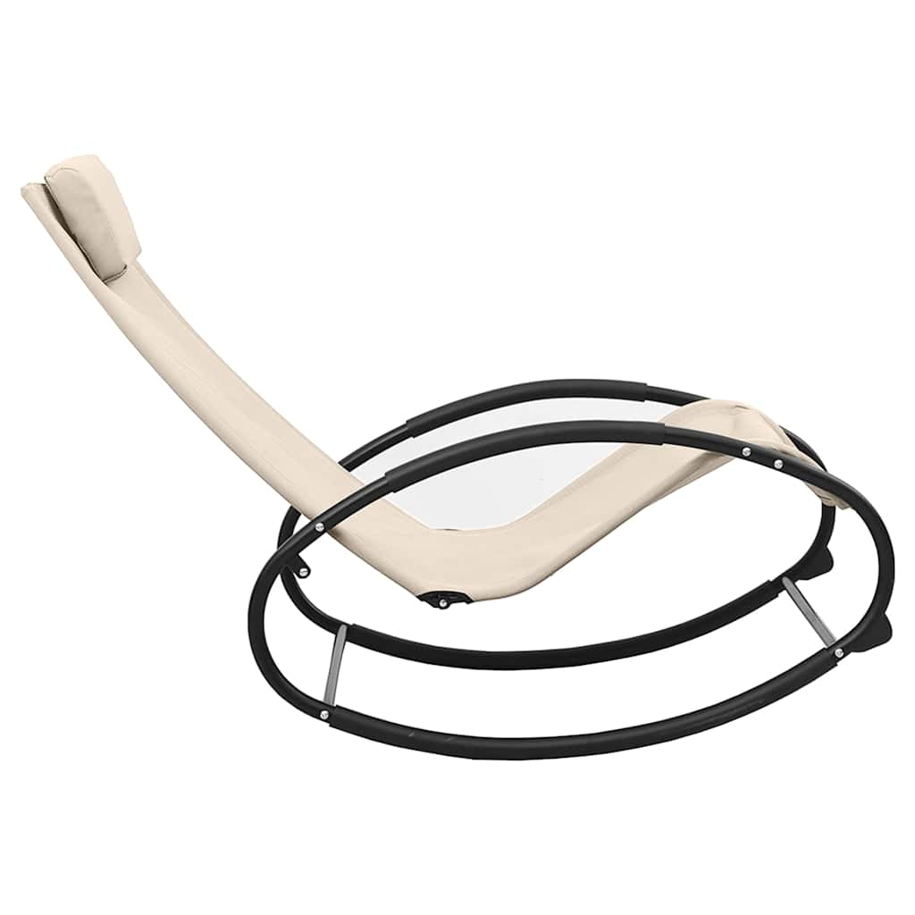 Sun Lounger with Pillow Steel and Textilene Cream