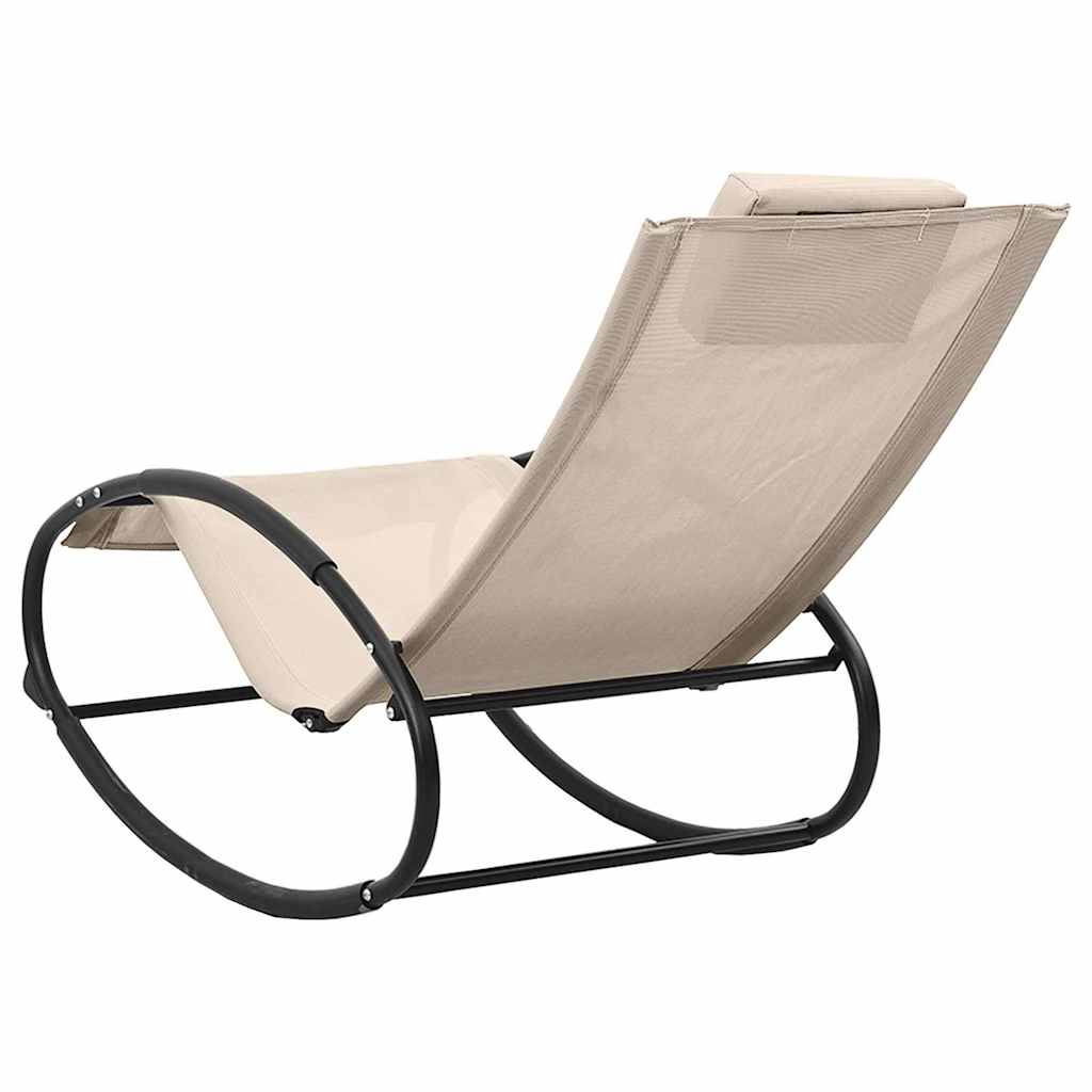 Sun Lounger with Pillow Steel and Textilene Cream