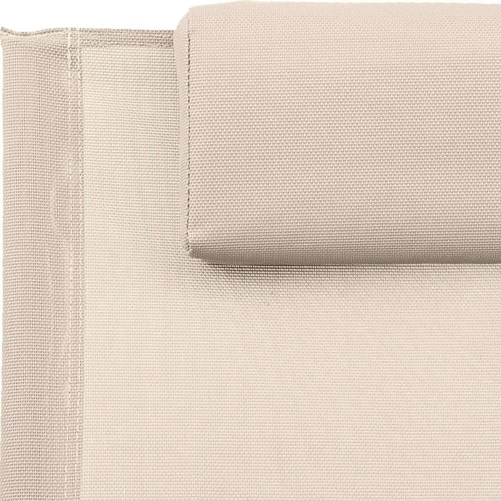 Sun Lounger with Pillow Steel and Textilene Cream