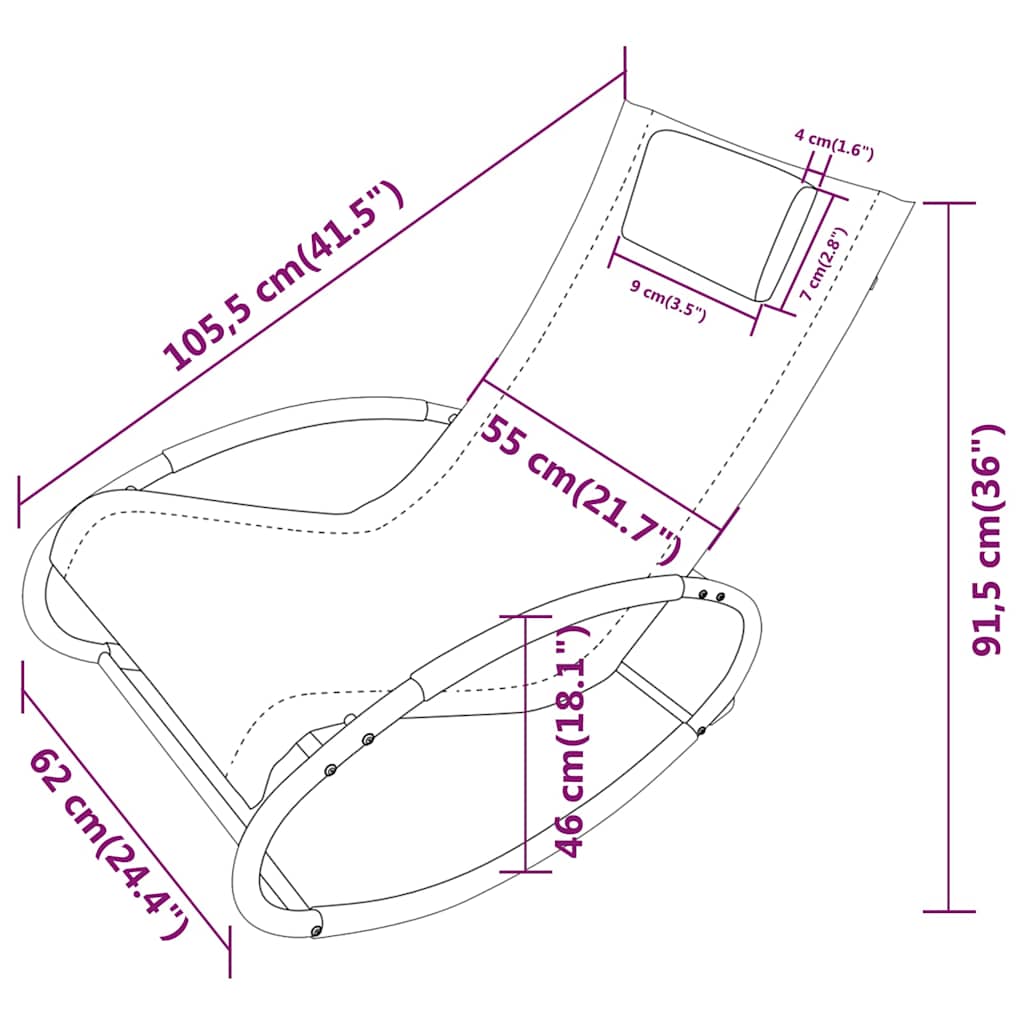 Sun Lounger with Pillow Steel and Textilene Cream