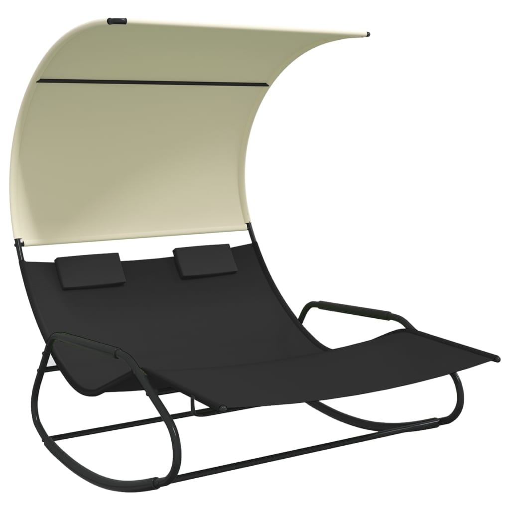 Double Sun Lounger | Black and Cream