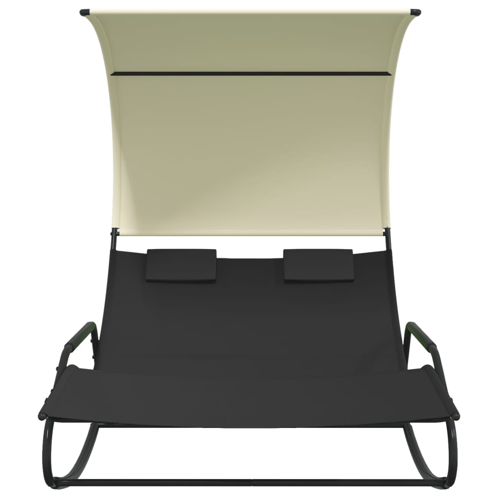 Double Sun Lounger | Black and Cream