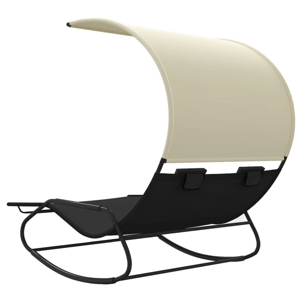 Double Sun Lounger | Black and Cream