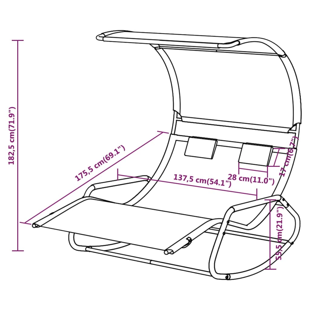 Double Sun Lounger | Black and Cream