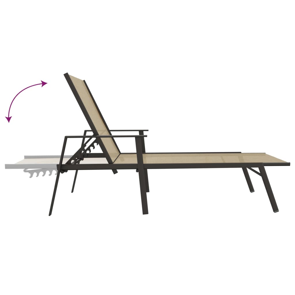Sun Lounger | Cream | Steel, Textilene | 191 x 61 x 97.5 cm