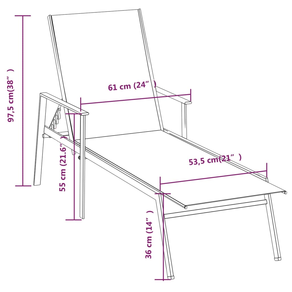 Sun Lounger | Cream | Steel, Textilene | 191 x 61 x 97.5 cm