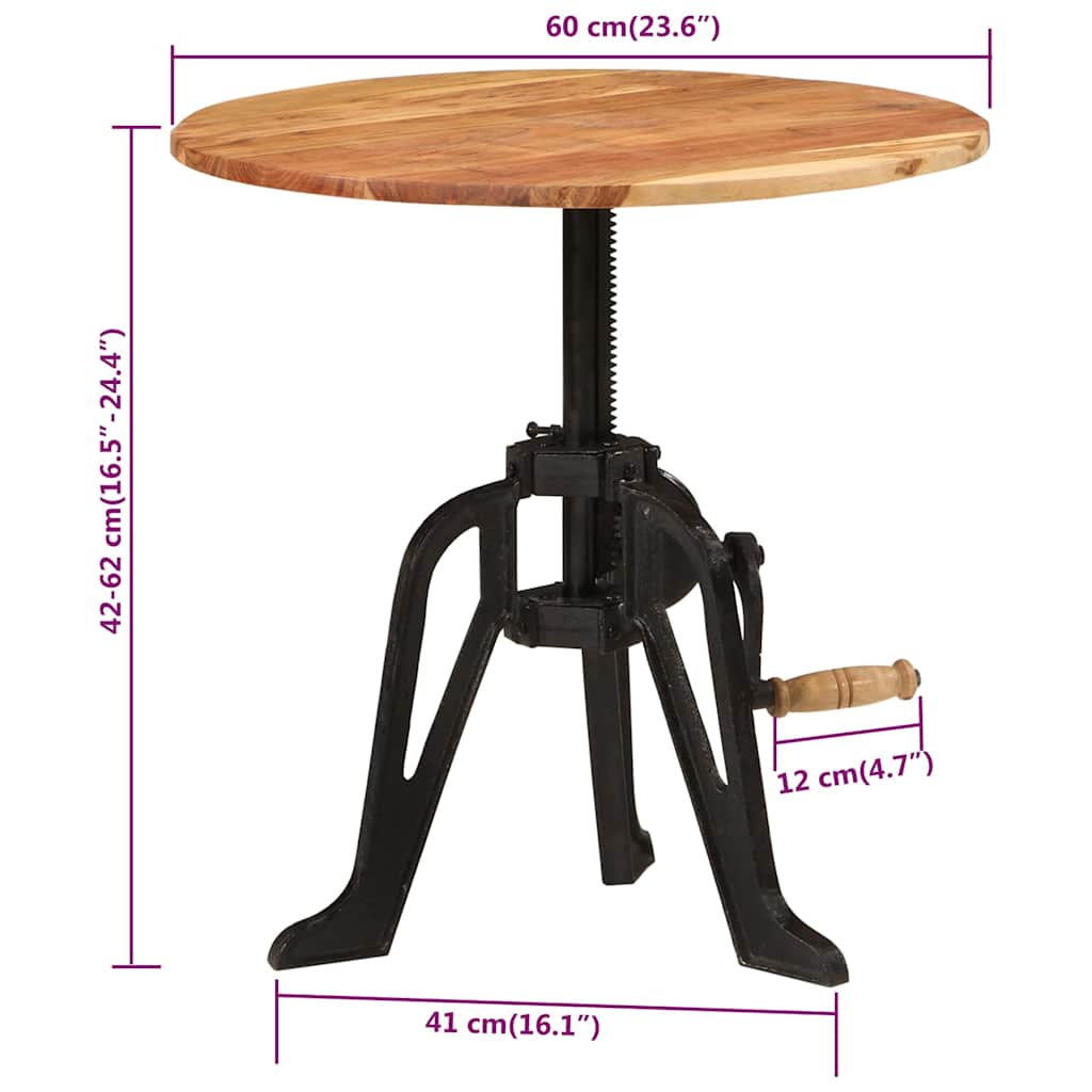 Side Table 60x cm Solid Wood Acacia and Cast Iron