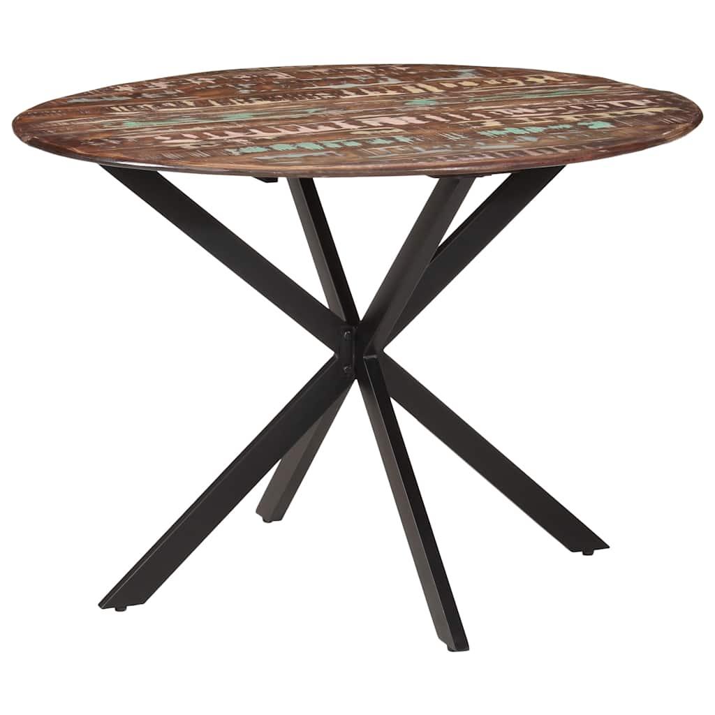 Dining Table Ø110x78 cm Solid Wood Reclaimed and Steel