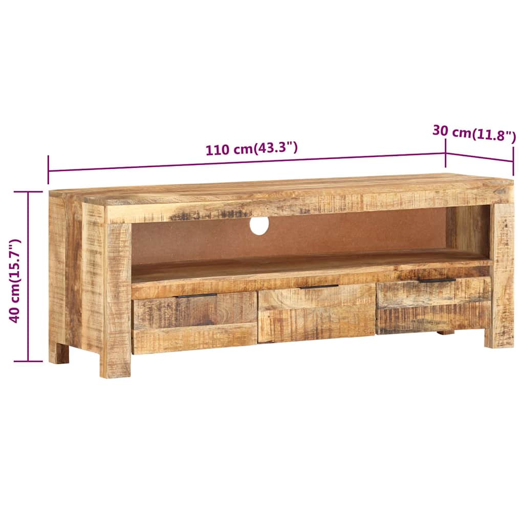 338026 vidaXL TV Cabinet 110x30x40 cm Rough Mango Wood