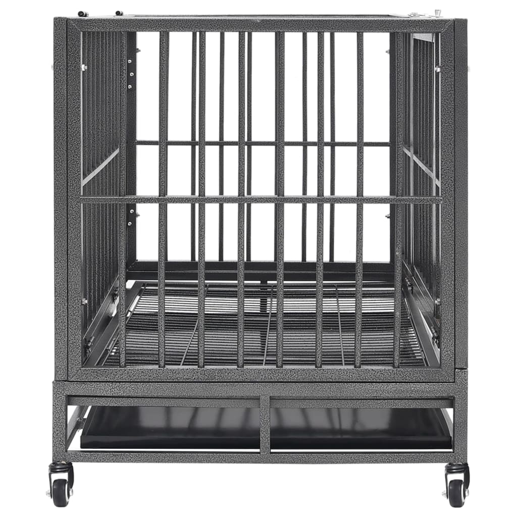 vidaXL Dog Cage with Wheels Steel 102x72x85 cm