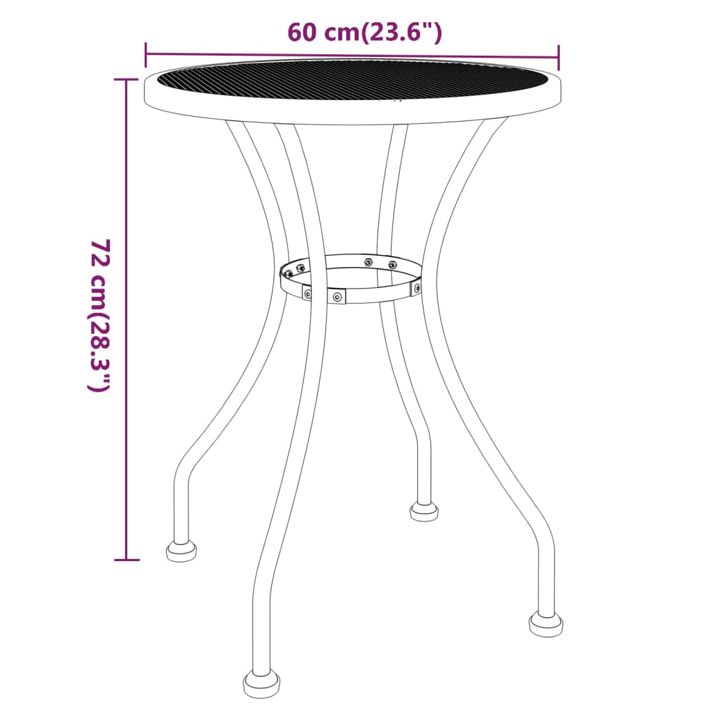 vidaXL Garden Table Ø60x72 cm Expanded Metal Mesh Anthracite