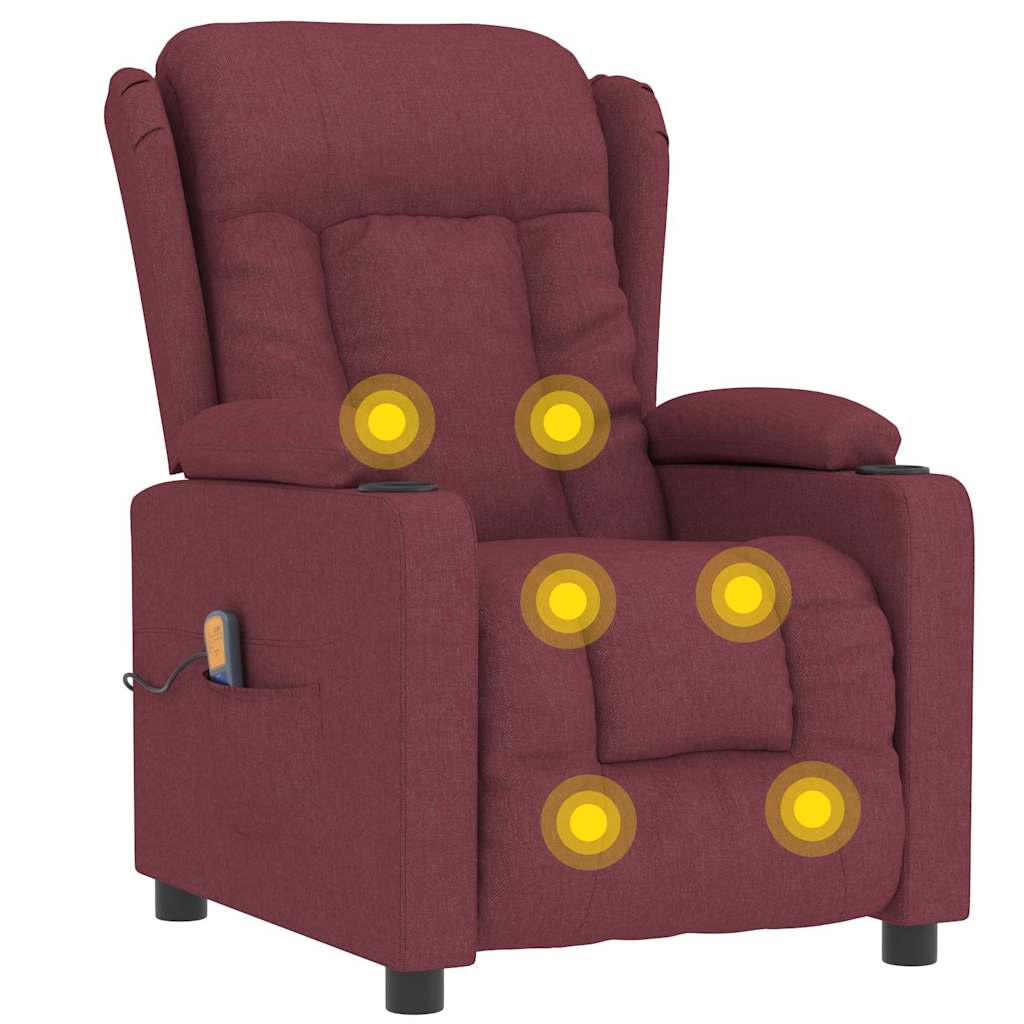 Massage Chair Wine Red Fabric