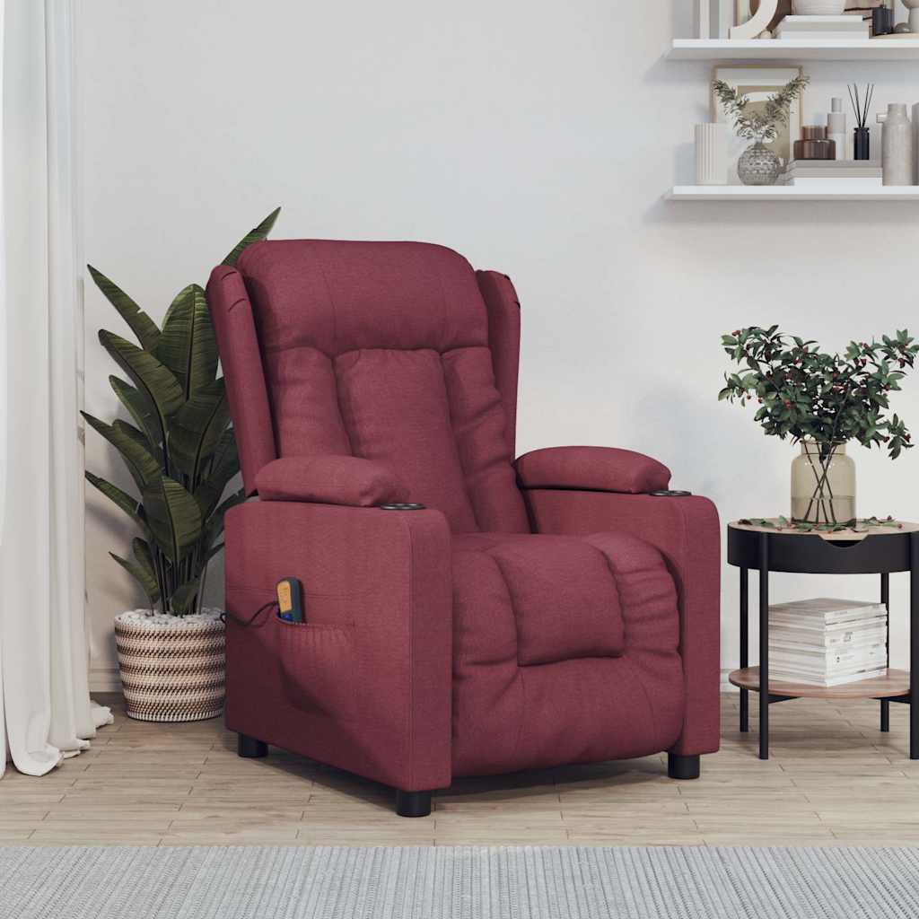 Massage Chair Wine Red Fabric