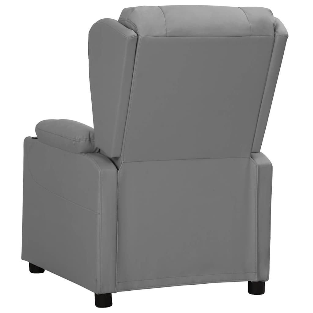 Recliner Chair Grey Faux Leather