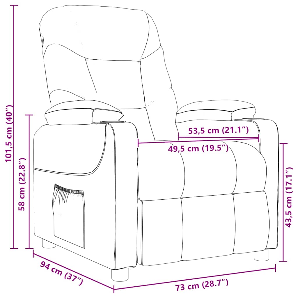Massage Chair Dark Brown Fabric