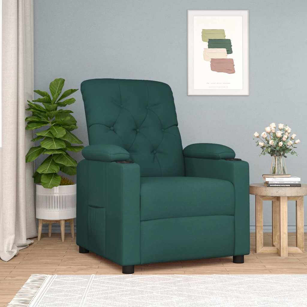 Recliner Chair Dark Green Fabric