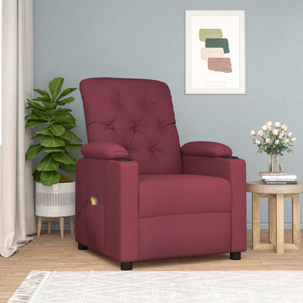 Massage Chair Wine Red Fabric