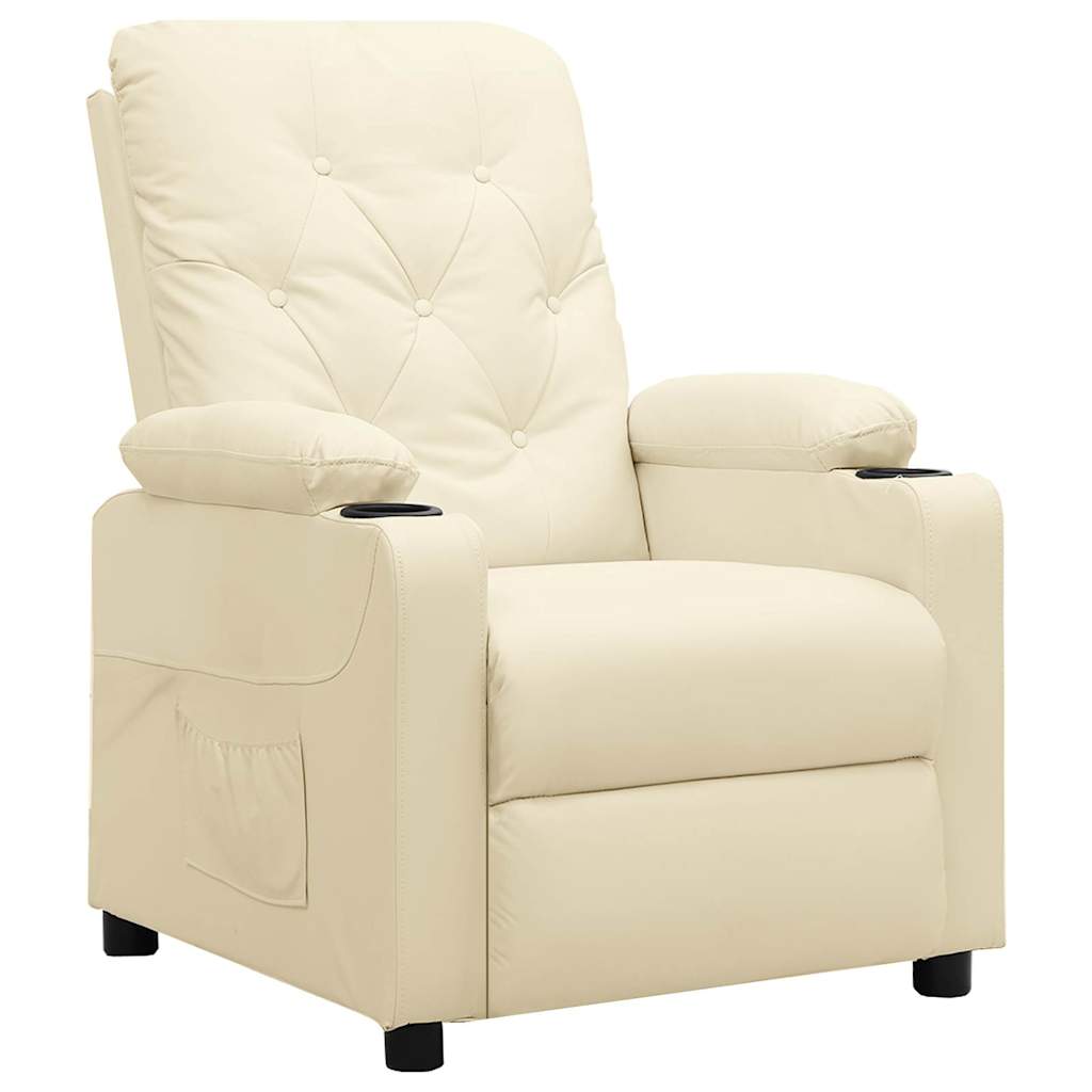 Recliner Chair Cream Faux Leather
