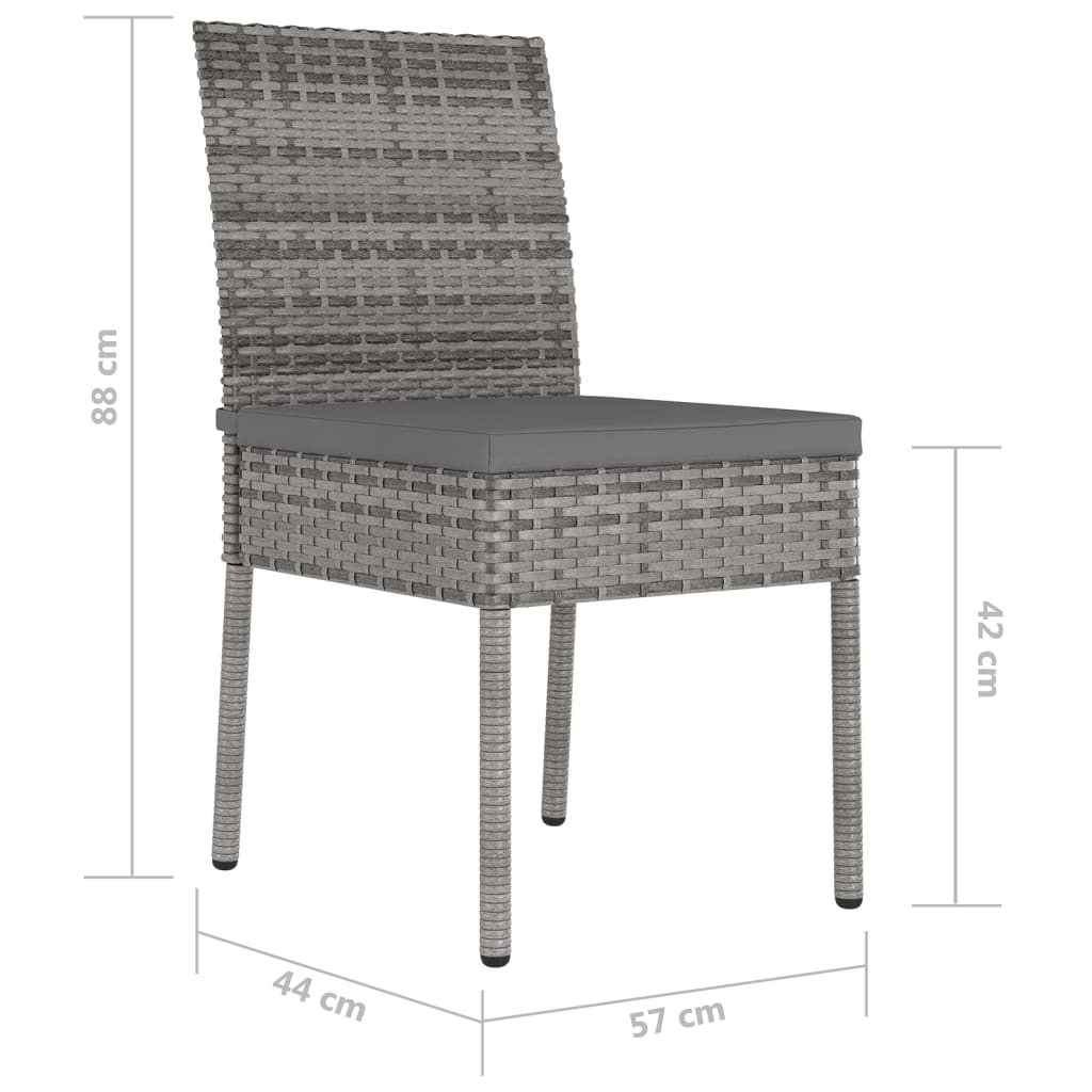 Dining Chair | Set of 2 | Grey | Poly rattan | Medium | Durable