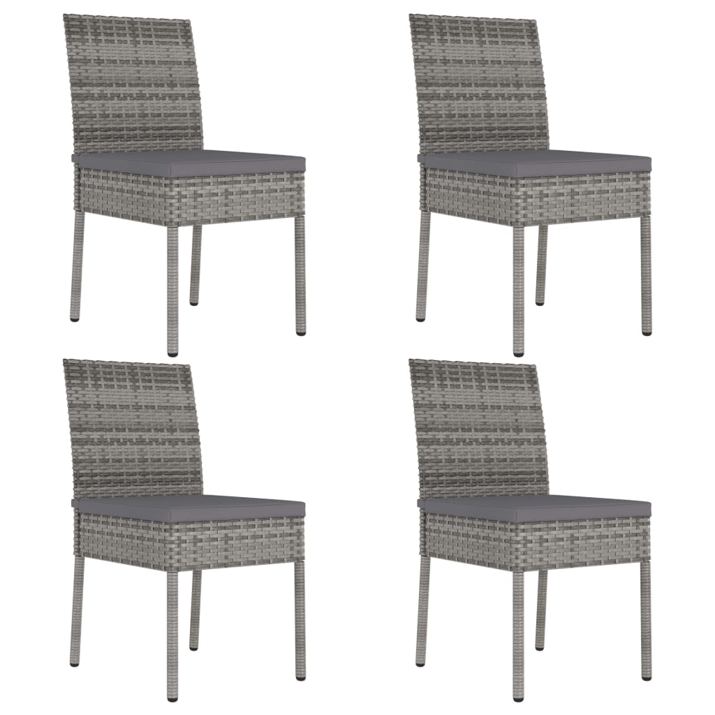 Dining Chair | Set of 4 | Grey | Poly Rattan | Standard | Light Weight
