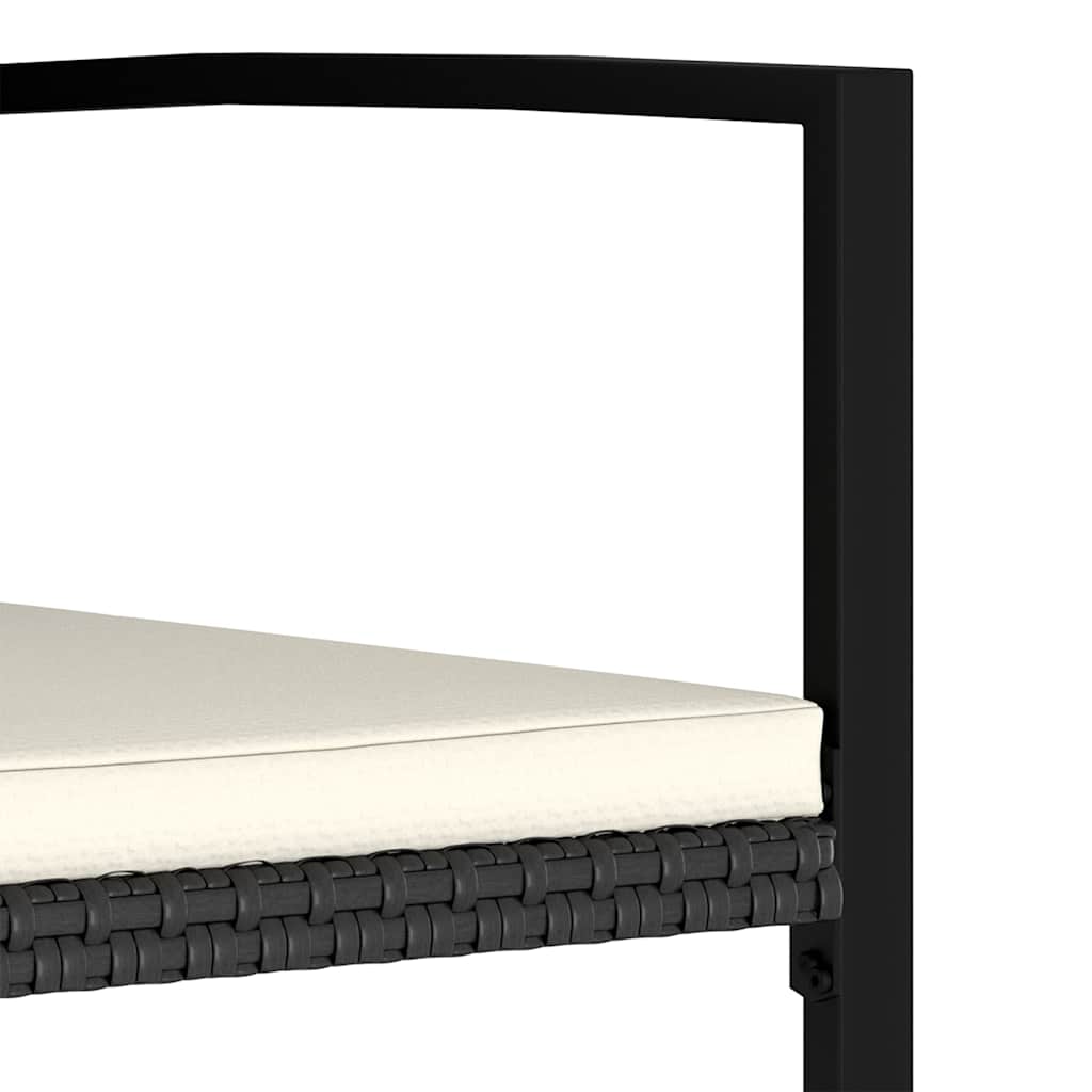 Garden Dining Chair | Set of 4 | Black | Poly rattan, Powder-Coated Steel