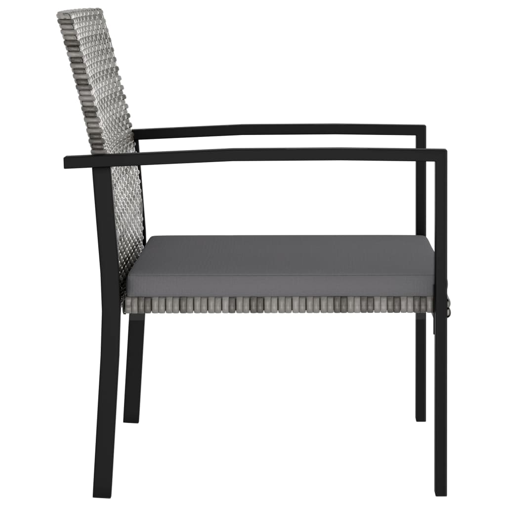 Garden Dining Chair | Set of 4 | Grey | Poly Rattan, Powder-Coated Steel