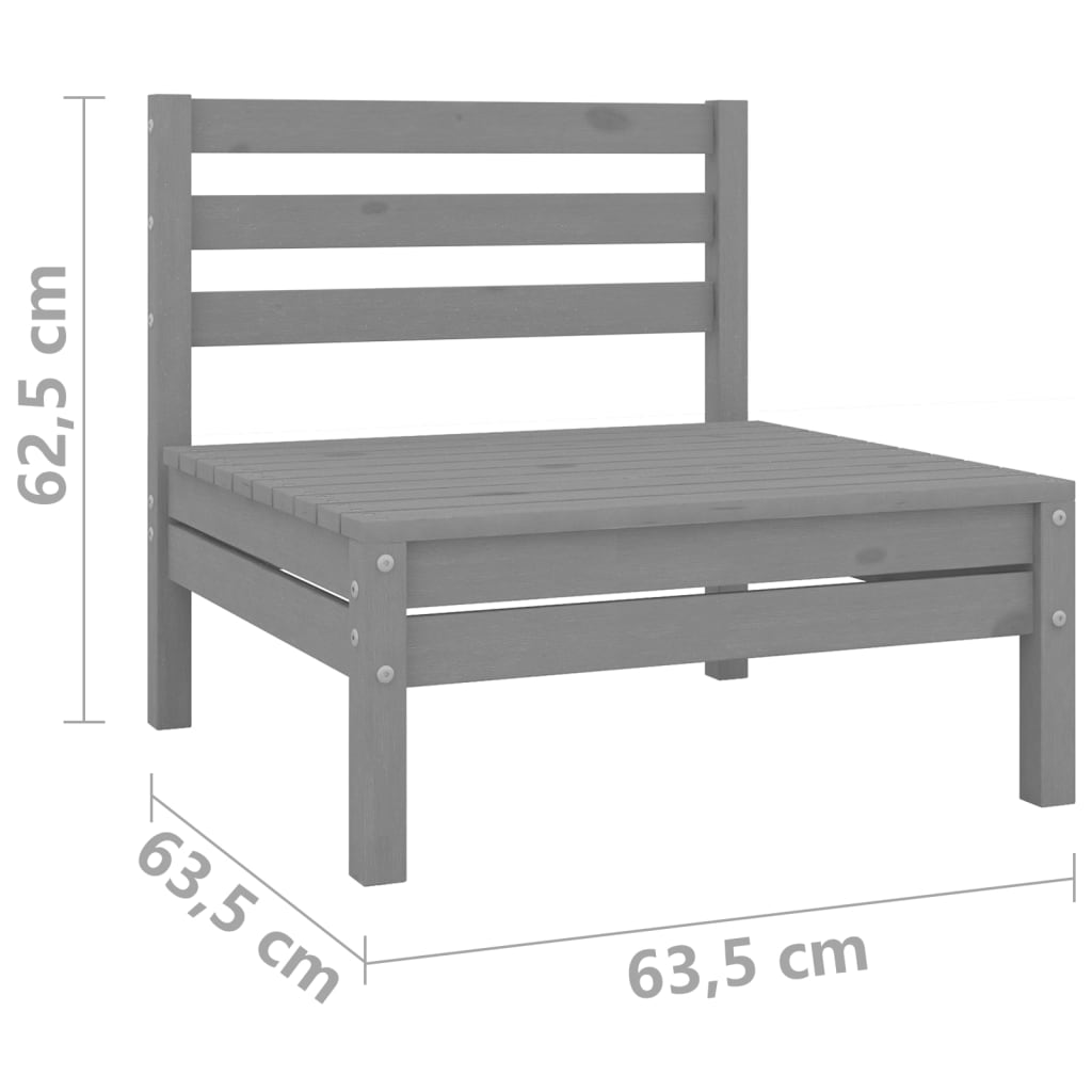 vidaXL 3 Piece Garden Lounge Set Grey Solid Pinewood