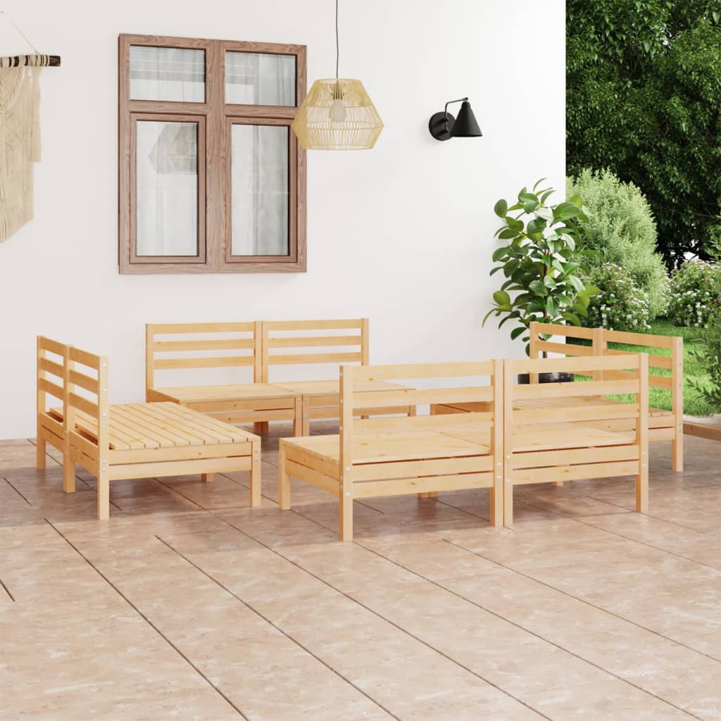 vidaXL 8 Piece Garden Lounge Set Solid Pinewood