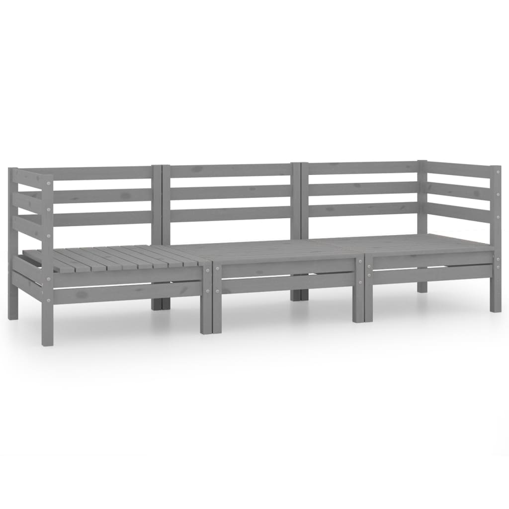 vidaXL 3 Piece Garden Lounge Set Grey Solid Pinewood