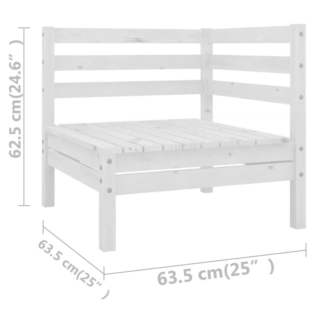 vidaXL 7 Piece Garden Lounge Set White Solid Pinewood