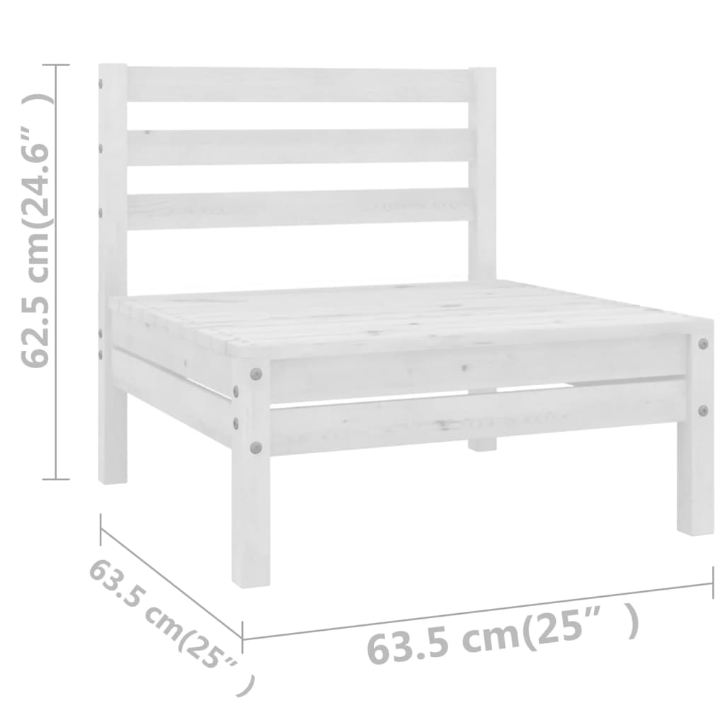 vidaXL 7 Piece Garden Lounge Set White Solid Pinewood