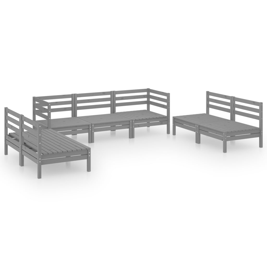 vidaXL 7 Piece Garden Lounge Set Grey Solid Pinewood