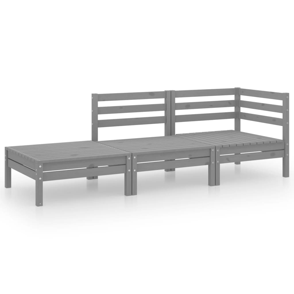 vidaXL 3 Piece Garden Lounge Set Grey Solid Pinewood