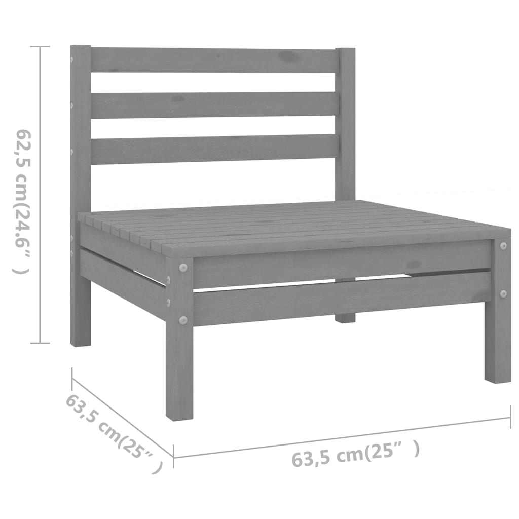 vidaXL 8 Piece Garden Lounge Set Solid Pinewood Grey