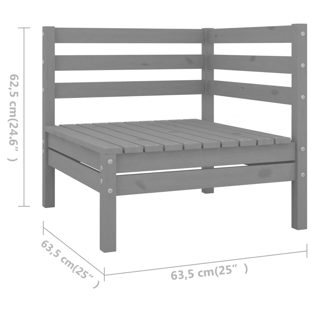 vidaXL 5 Piece Garden Lounge Set Solid Pinewood Grey