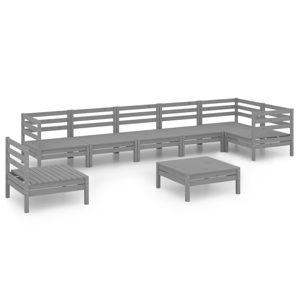 vidaXL 8 Piece Garden Lounge Set Solid Pinewood Grey