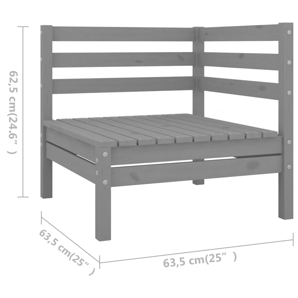 vidaXL 8 Piece Garden Lounge Set Solid Pinewood Grey