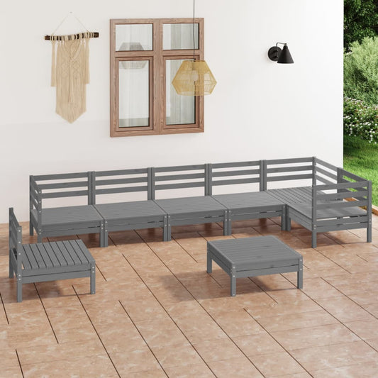 vidaXL 8 Piece Garden Lounge Set Solid Pinewood Grey