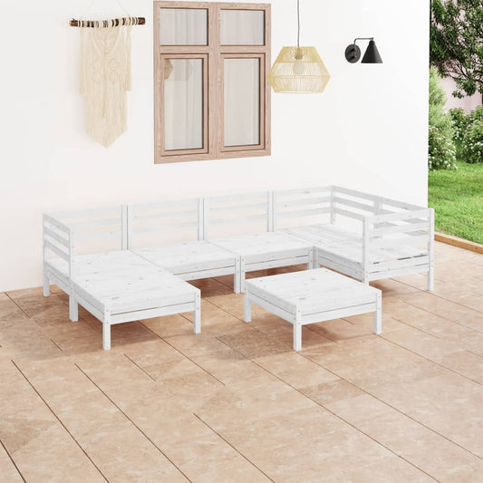 vidaXL 7 Piece Garden Lounge Set Solid Wood Pine White