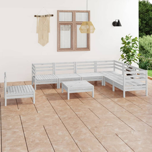 vidaXL 8 Piece Garden Lounge Set Solid Wood Pine White