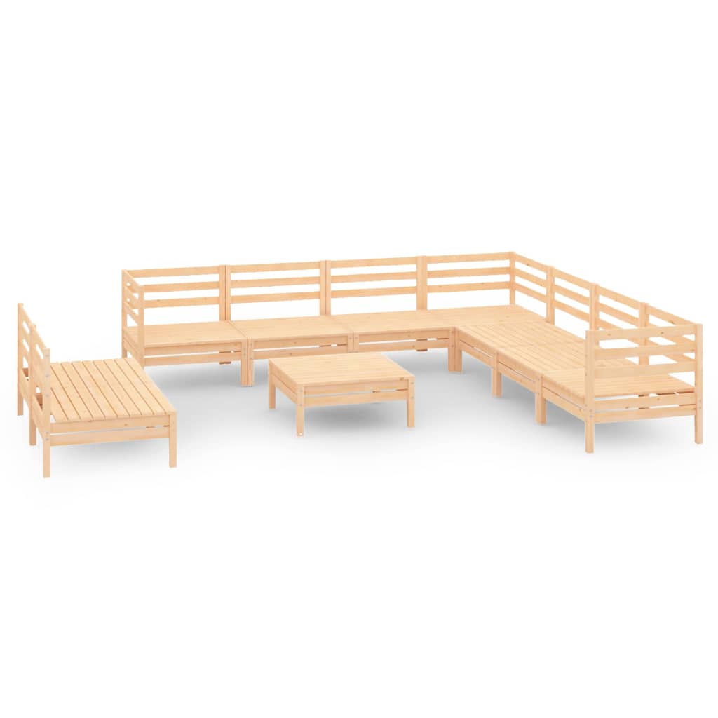 vidaXL 10 Piece Garden Lounge Set Solid Wood Pine