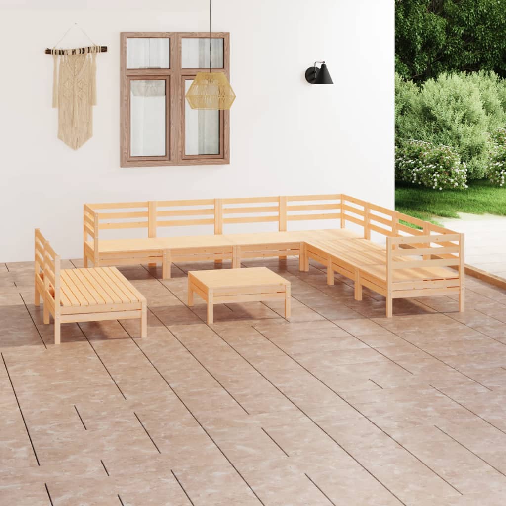 vidaXL 10 Piece Garden Lounge Set Solid Wood Pine