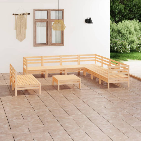 vidaXL 10 Piece Garden Lounge Set Solid Wood Pine