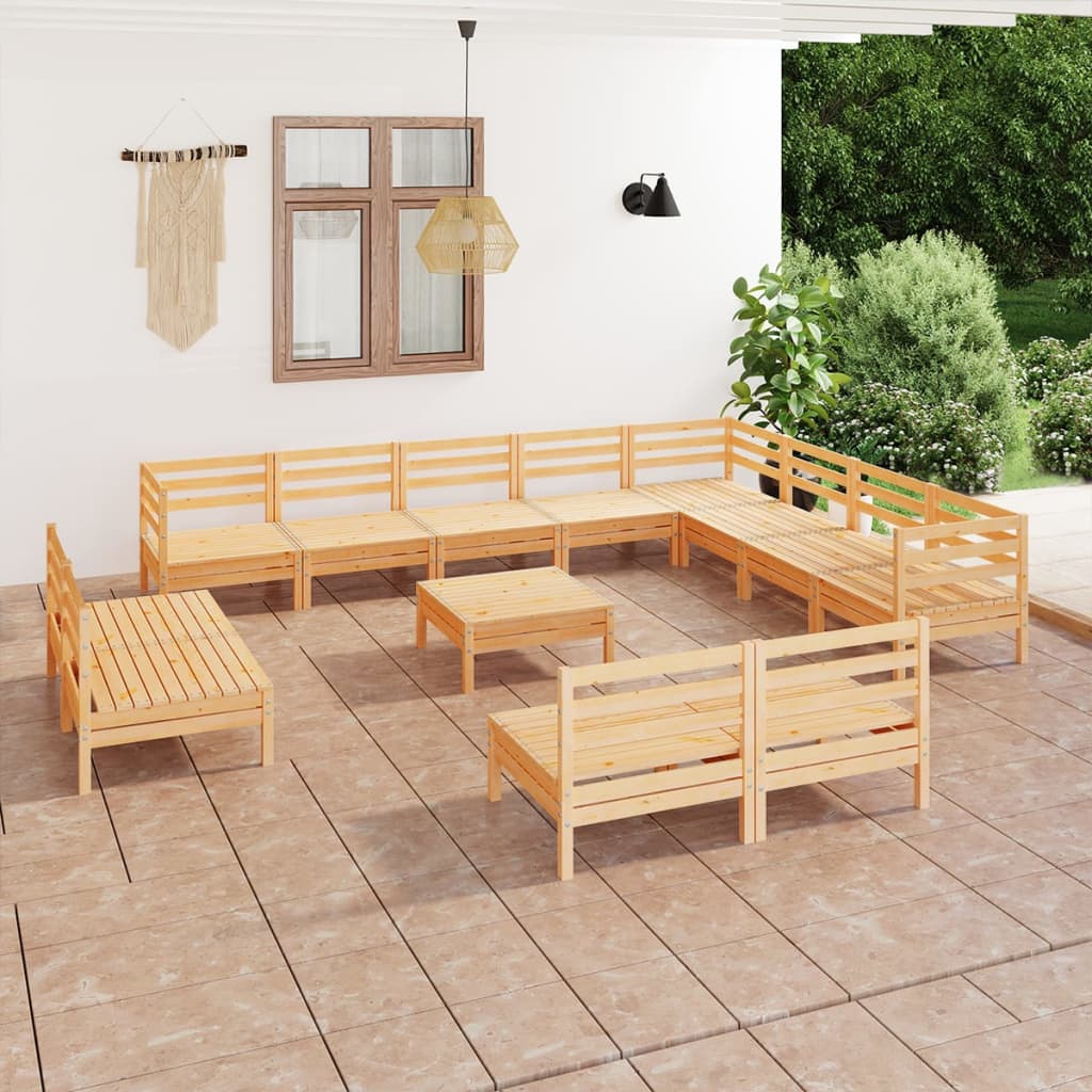 vidaXL 13 Piece Garden Lounge Set Solid Wood Pine