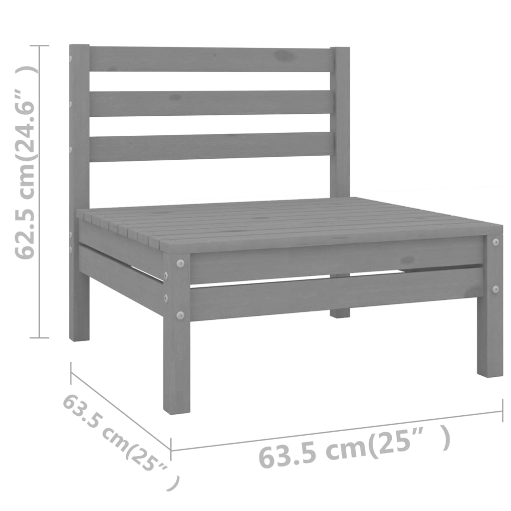 vidaXL 10 Piece Garden Lounge Set Solid Wood Pine Grey