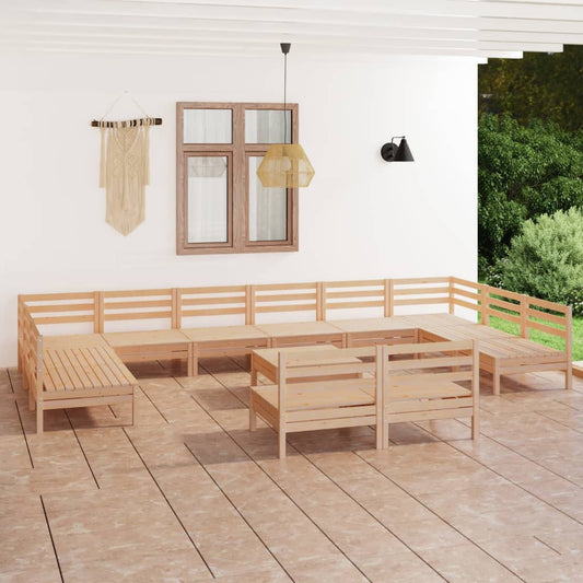 vidaXL 13 Piece Garden Lounge Set Solid Wood Pine