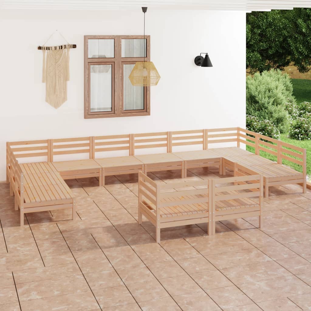 vidaXL 12 Piece Garden Lounge Set Solid Wood Pine